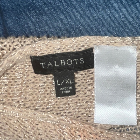Talbots Lightweight Knit Poncho Sweater | Open Sides | Tan | L/XL - Picture 5 of 5